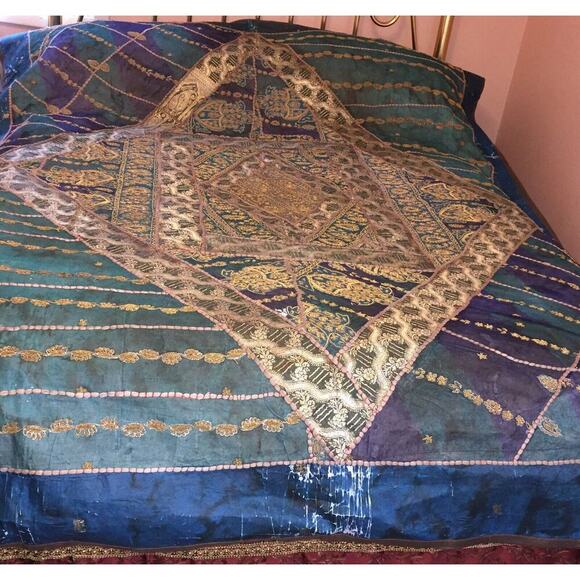 Indian / Indonesian Blanket/ Rug/ Wall ? 92”L x 74” W READ - Picture 1 of 15